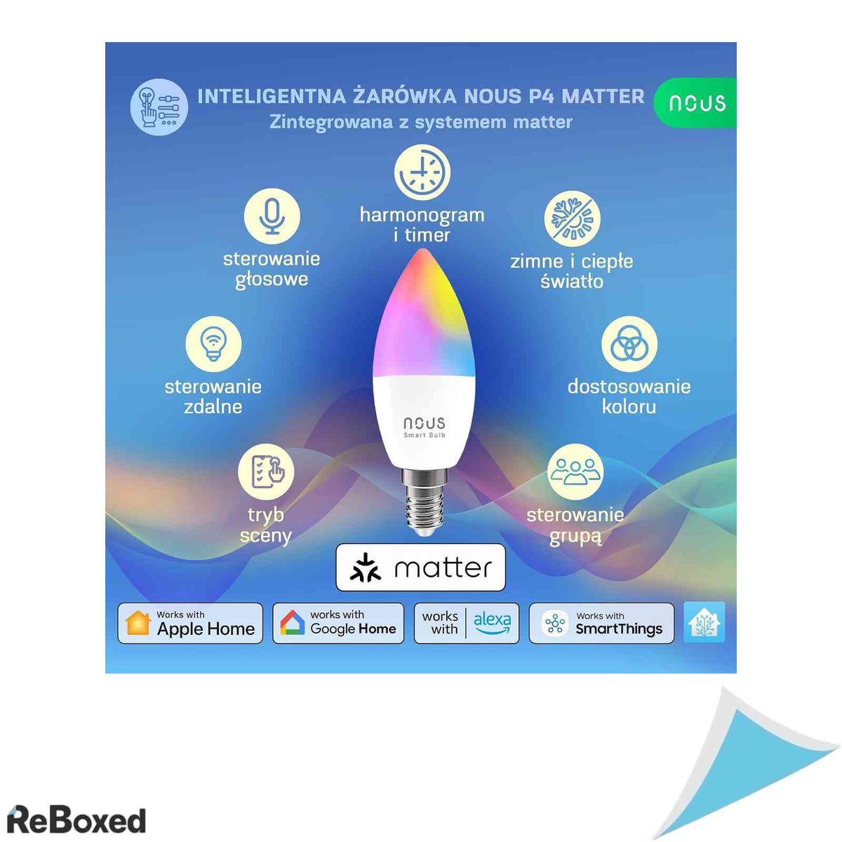 Set 2 Becuri Smart LED NOUS P4 E14, RGB+CCT, Wi-Fi