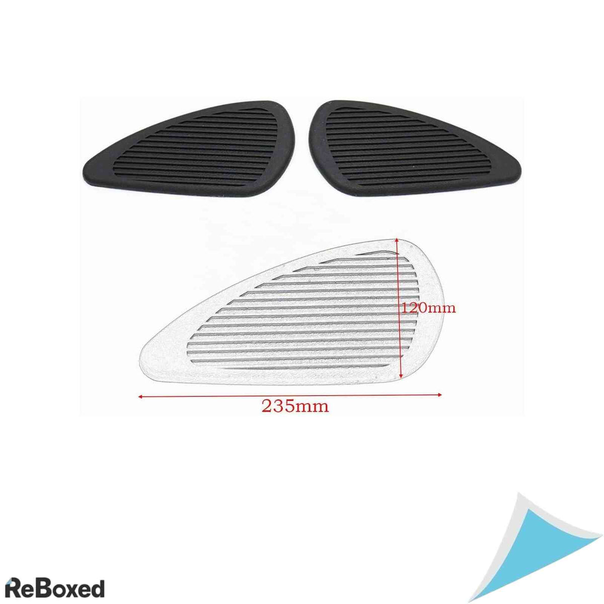 Set 2 protectii laterale rezervor moto evomosa, cauciuc autocolant, stil retro, Negru
