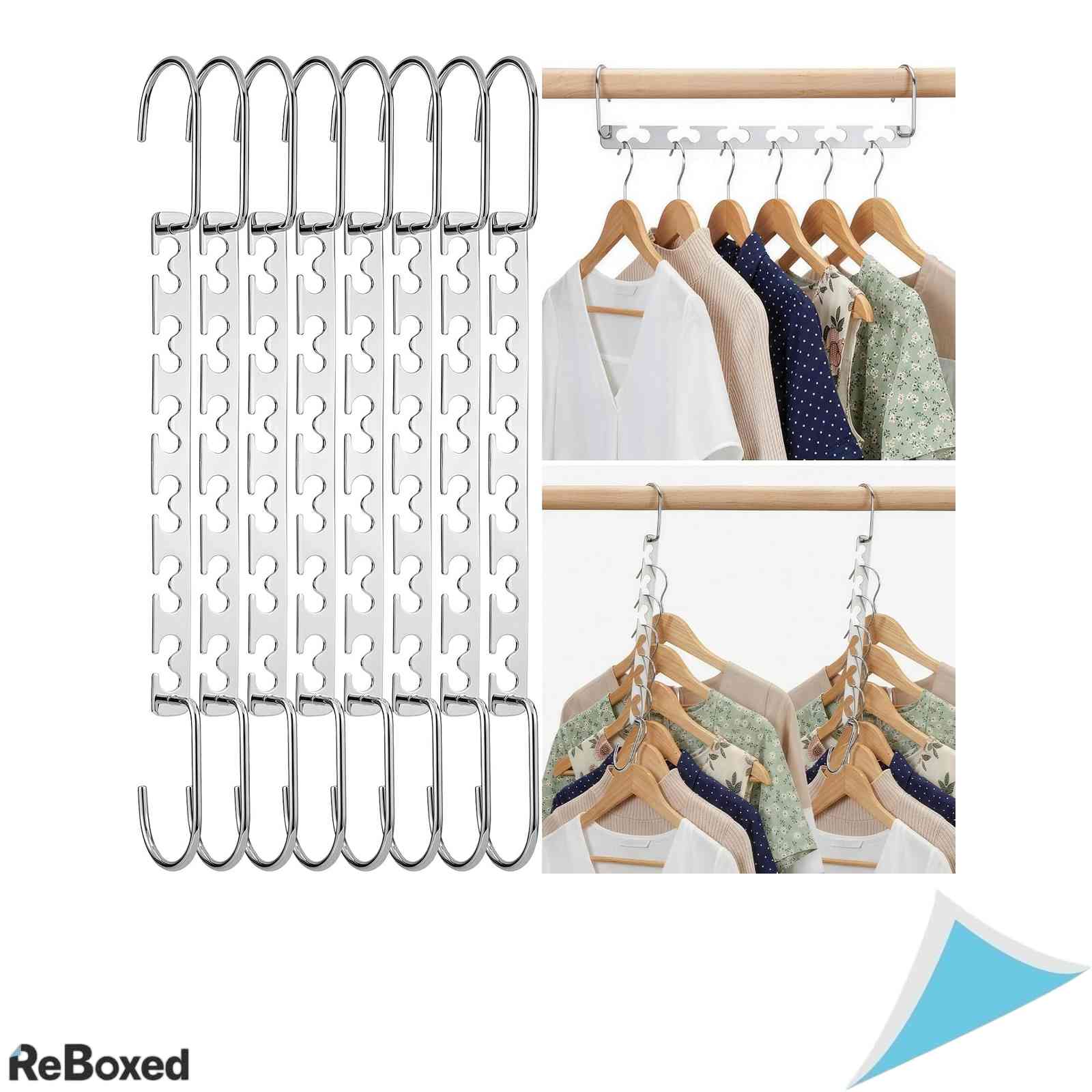Set 20 Umerase Magice Metalice HOUSE DAY Economisire Spatiu Cuier Dulap Argintiu