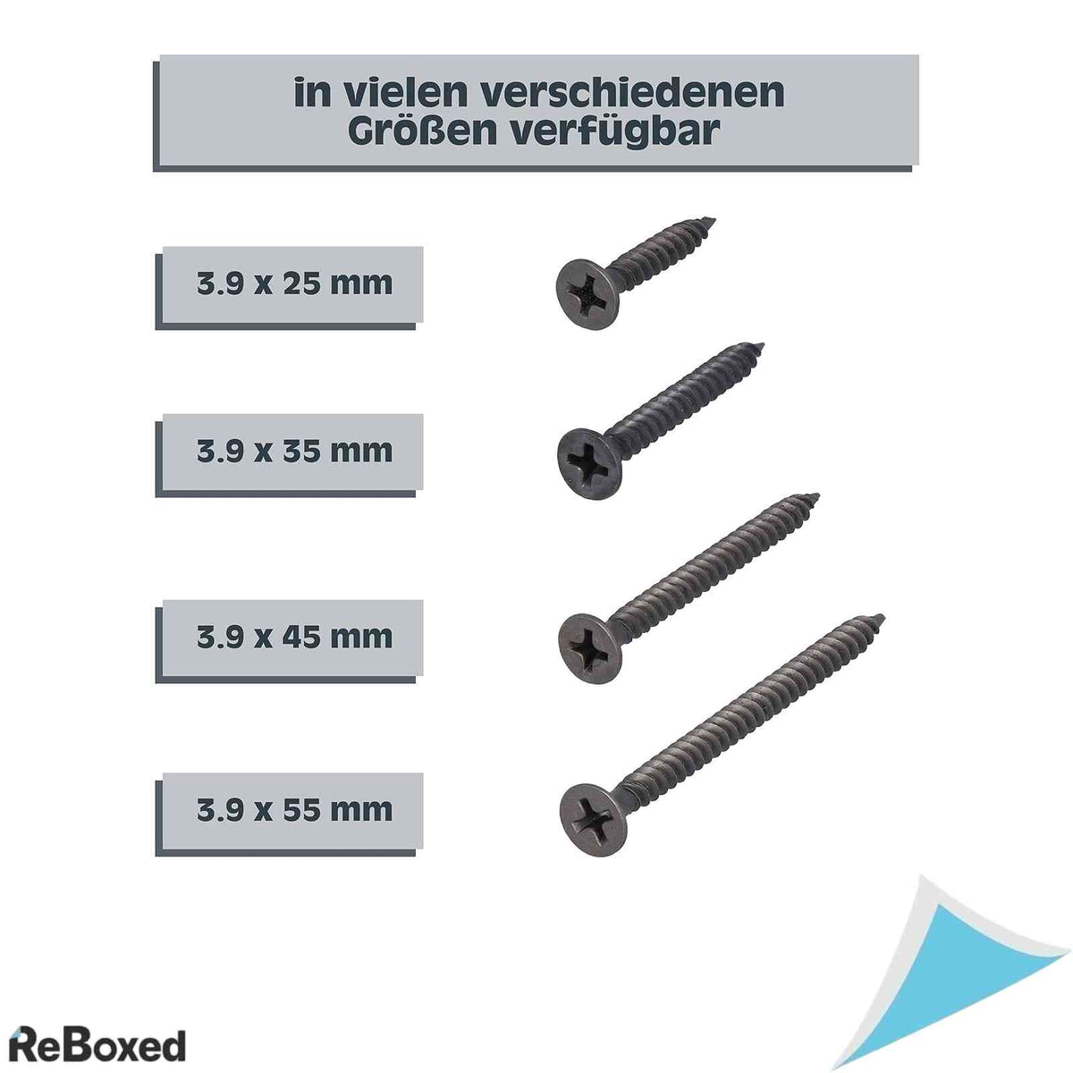 Set 200 Suruburi Gips-Carton HELPMATE, 3.9 x 45 mm, Cap Trompeta, Filet Fin, Negru
