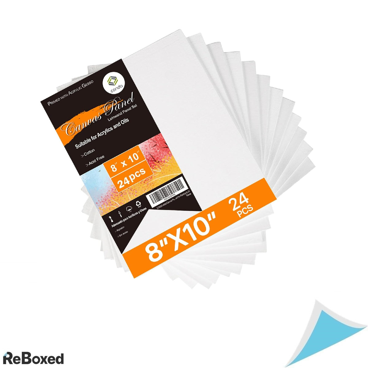 Set 24 Panouri Canvas 8x10 inch, 100% Bumbac, Pre-Primed cu Gesso Acrilic