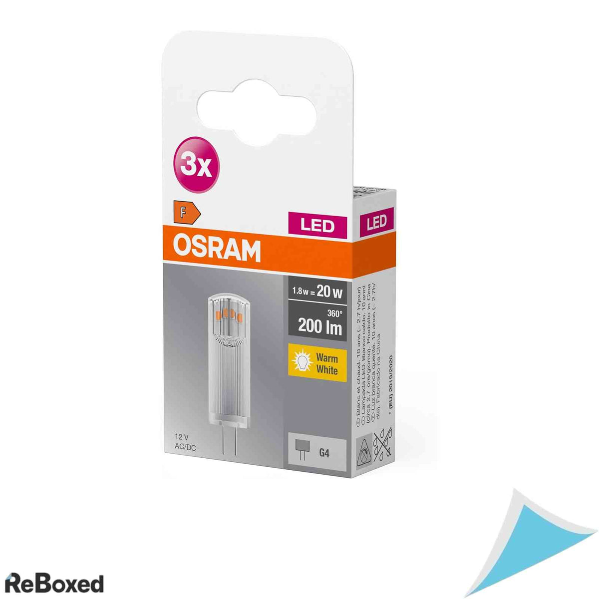 Set 3 becuri LED Osram Base PIN G4, 1.8W, 12V, lumina calda 2700K