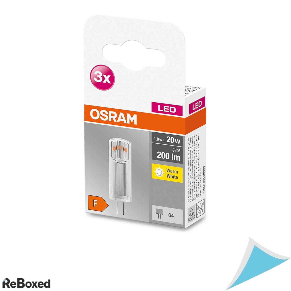Set 3 becuri LED Osram Base PIN G4, 1.8W, 12V, lumina calda 2700K