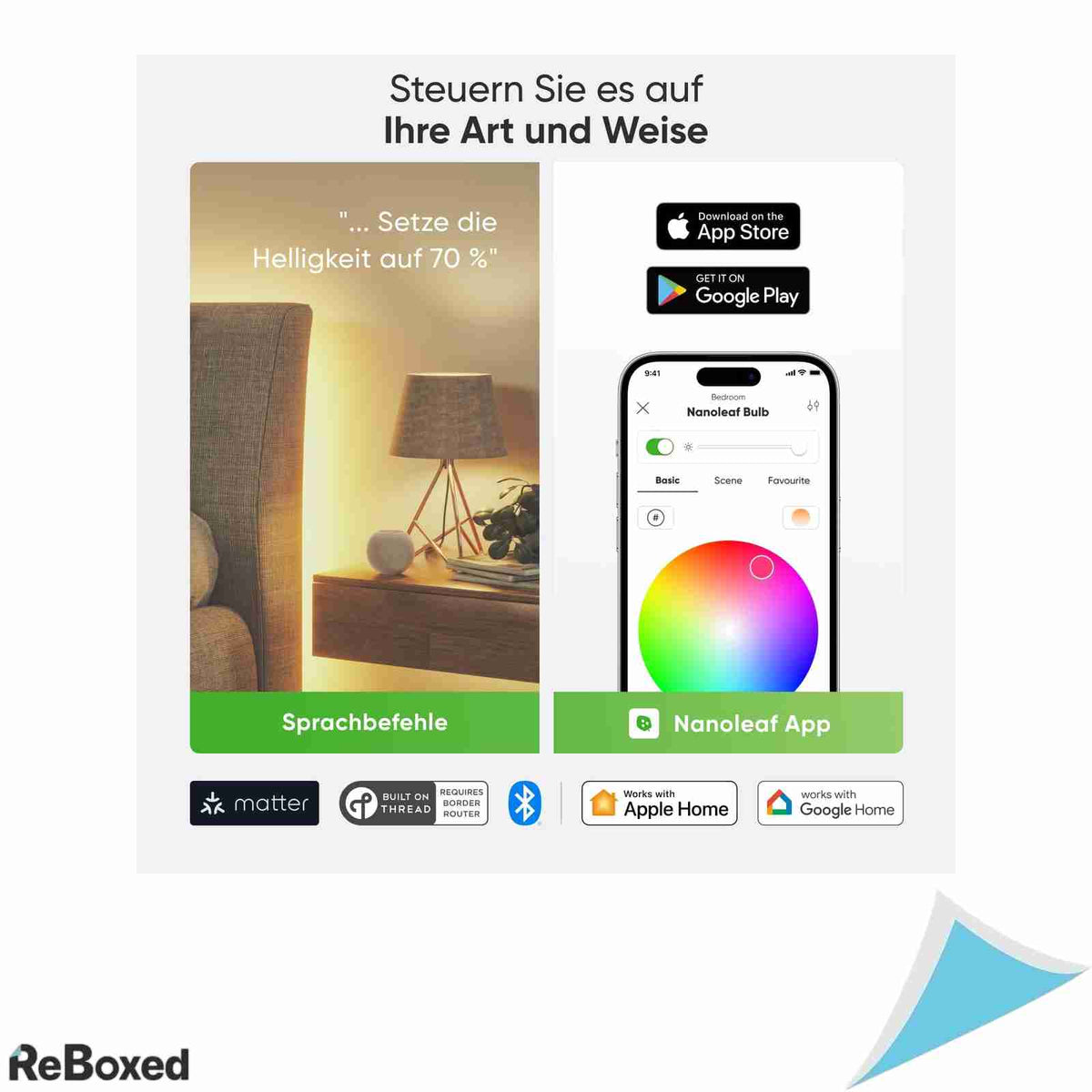 Set 3 Becuri Smart LED Nanoleaf Matter Essentials B22