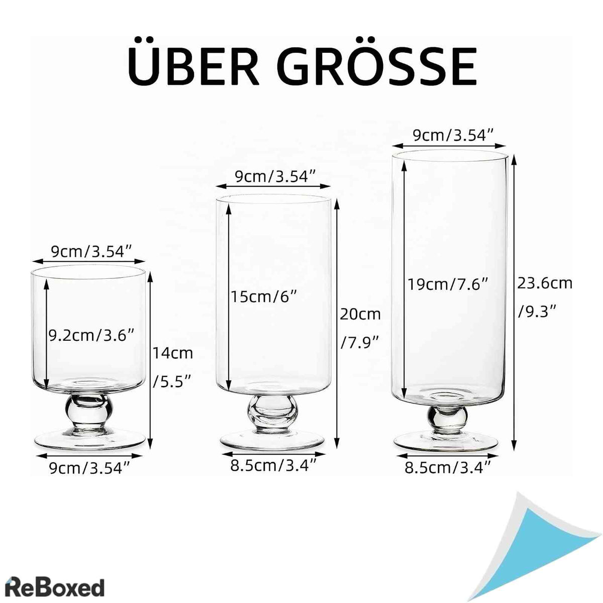 Set 3 Suporturi Lumanare si Vaze Sticla Transparenta Nuptio Inaltimi Diferite Design cu Picior Scurt pentru Lumanari Stalp si Flori Decor Nunta Evenimente