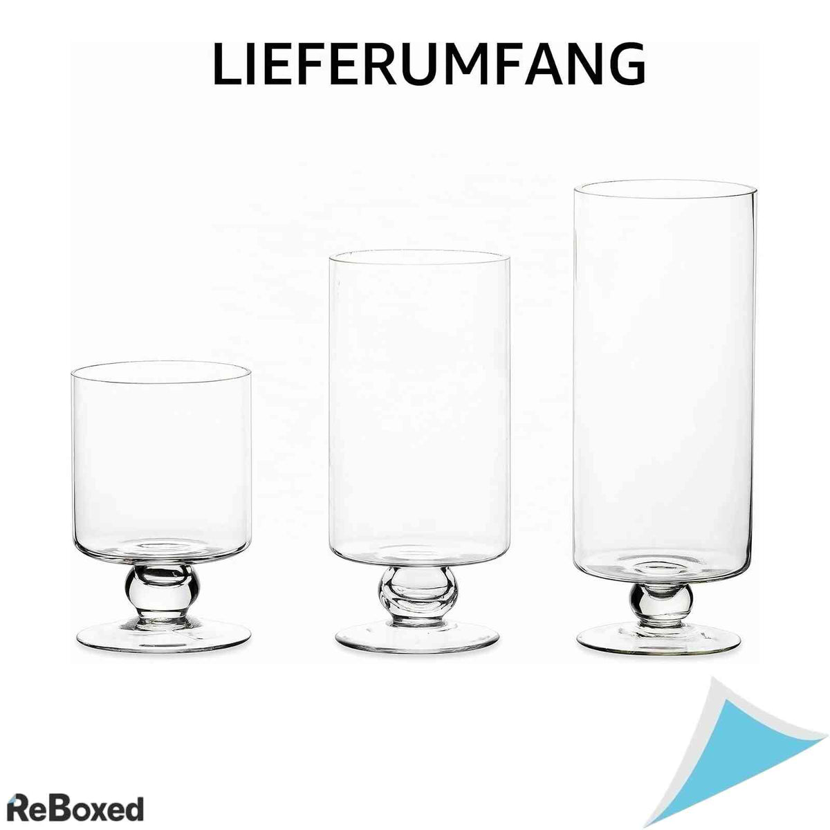 Set 3 Suporturi Lumanare si Vaze Sticla Transparenta Nuptio Inaltimi Diferite Design cu Picior Scurt pentru Lumanari Stalp si Flori Decor Nunta Evenimente