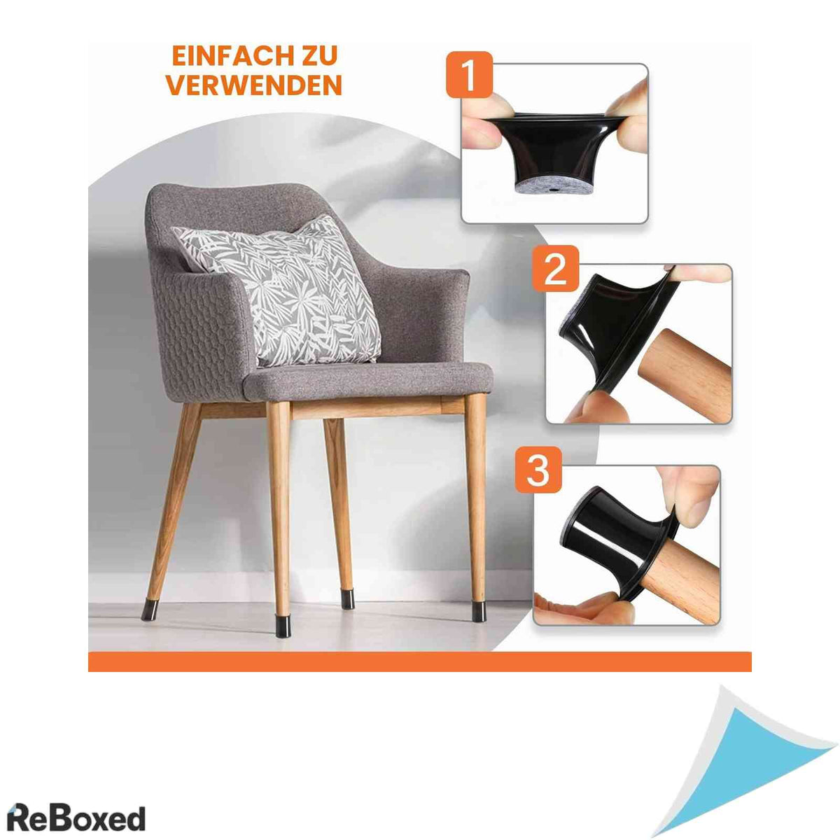Set 32 protectii din silicon cu pasla pentru picioare scaun GICUNK, diametru 23-32 mm, Negru
