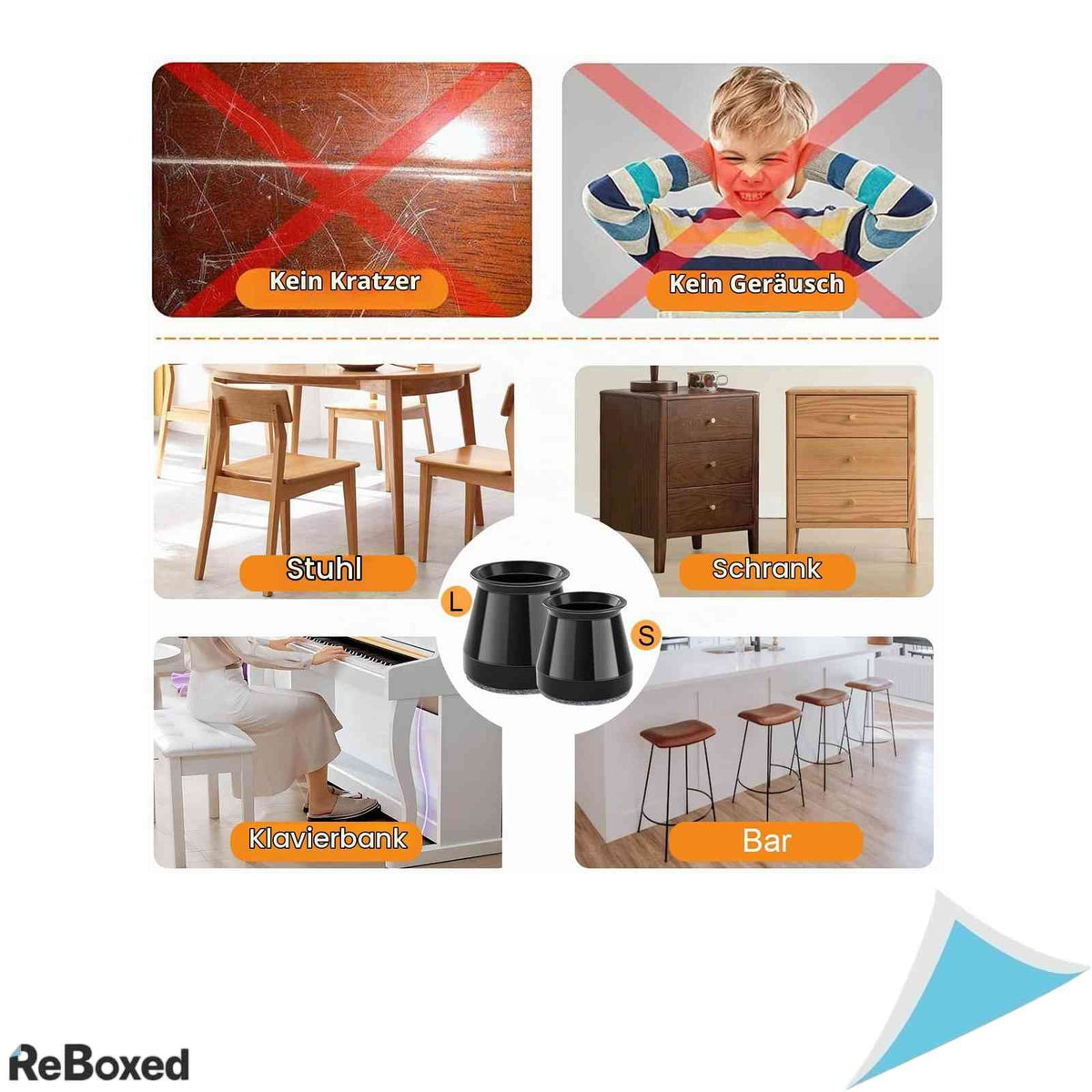 Set 32 protectii din silicon cu pasla pentru picioare scaun GICUNK, diametru 23-32 mm, Negru