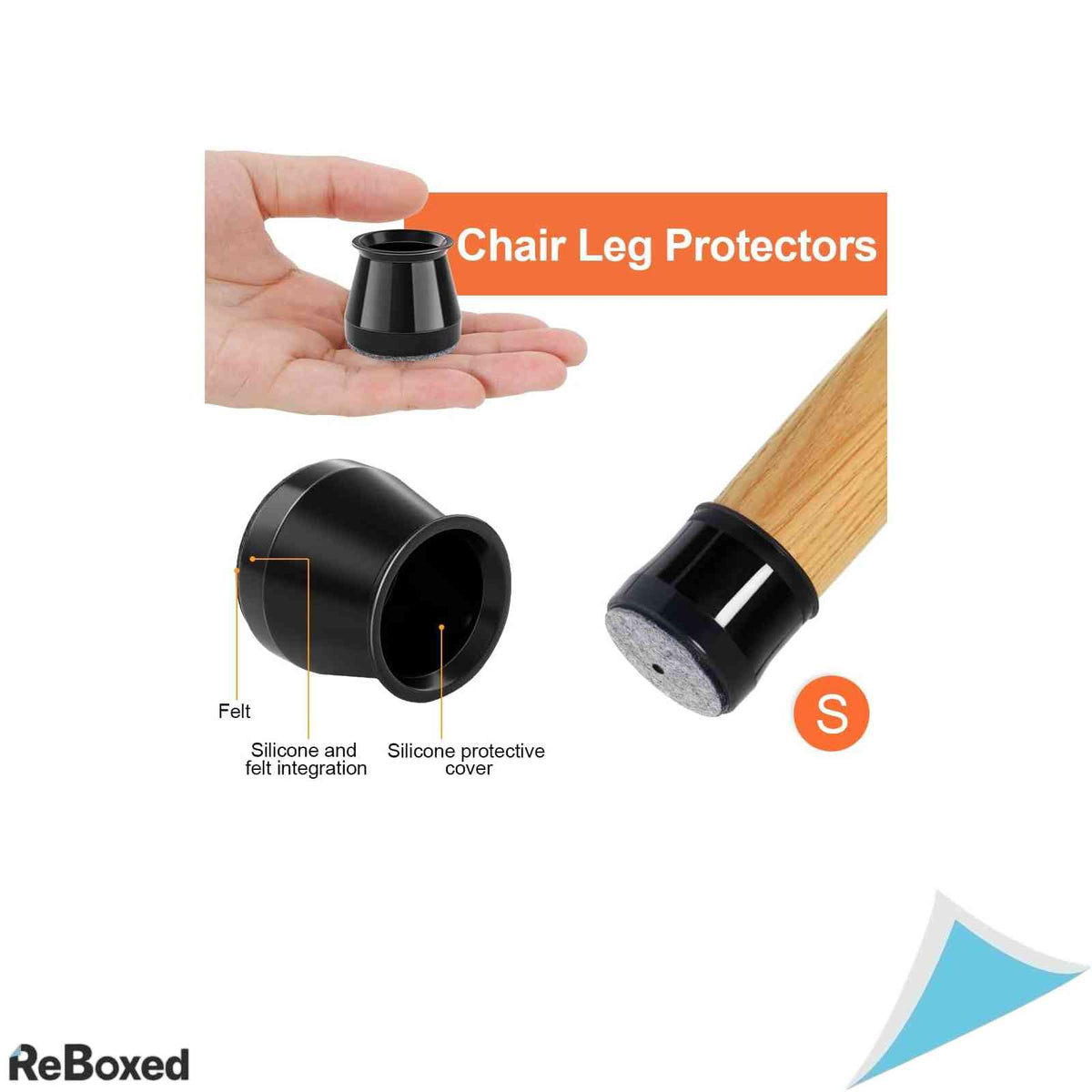 Set 32 protectii din silicon cu pasla pentru picioare scaun GICUNK, diametru 23-32 mm, Negru
