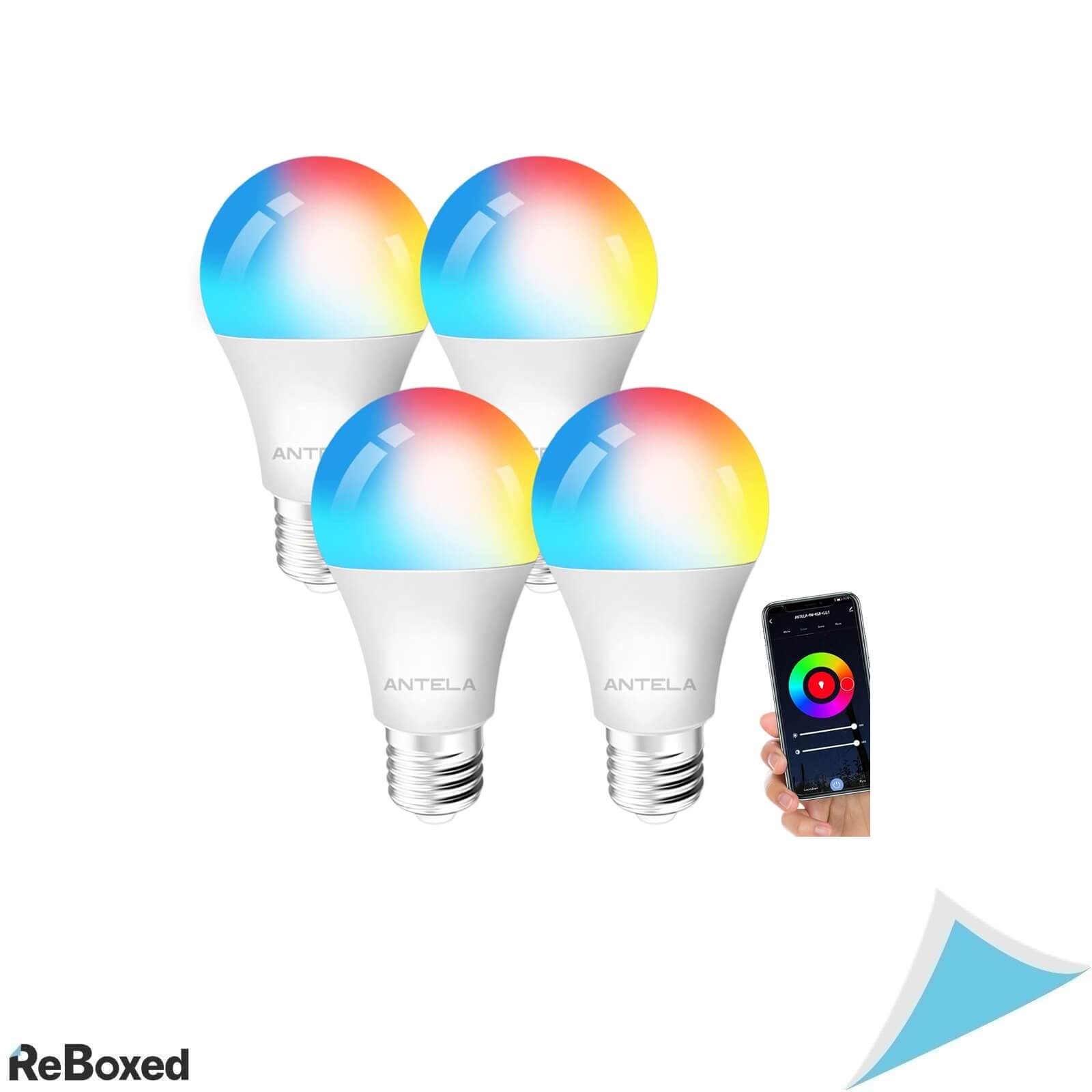 Set 4 Becuri Smart LED ANTELA E27, Wi-Fi, RGB + Alb Reglabil 2700K-6500K