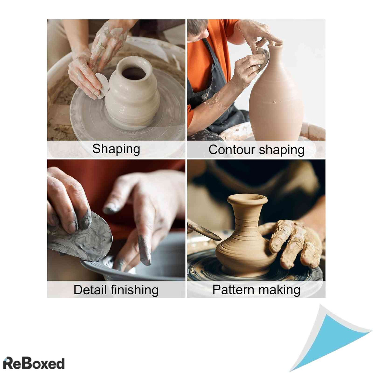 Set 4 Instrumente Modelaj Ceramica si Lut sourcing map din Lemn de Fag