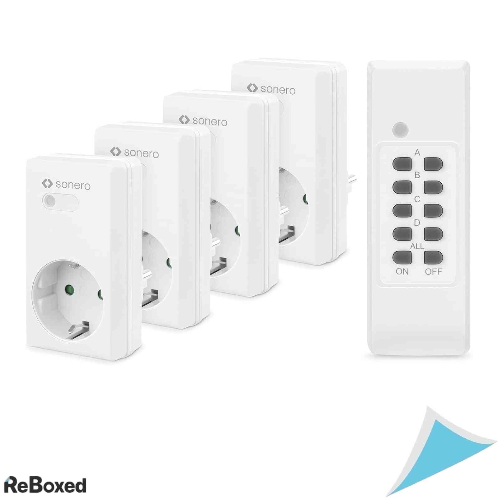 Set 4 prize Sonero cu telecomanda wireless, 1100W, raza de actiune 30m, de interior, Alb