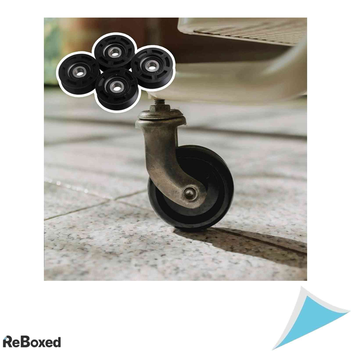Set 4 roti ghidaj din plastic POM Yibuy cu rulment 6200ZZ profil V, 50x10x16 mm