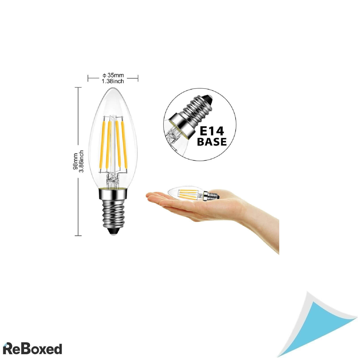 Set 6 Becuri LED Filament LVWIT E14 C35, 4W, 470 lm, 2700K Alb Cald
