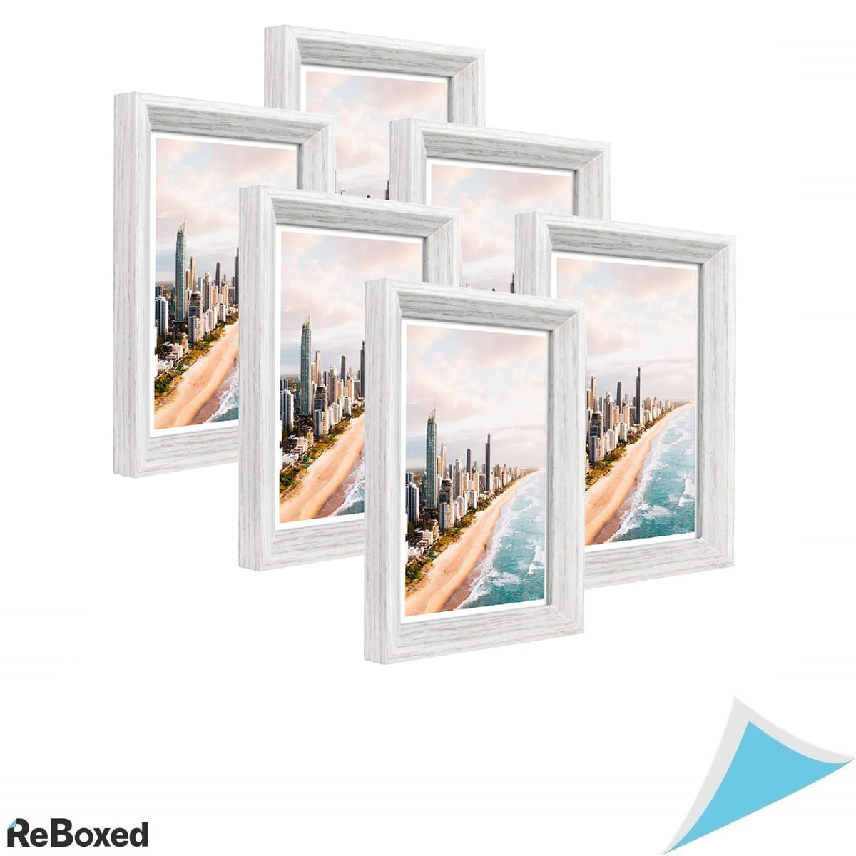 Set 6 Rame Foto Metrekey 18x13 cm – Alb, Sticla Reală, Lemn MDF, Pentru Perete sau Birou