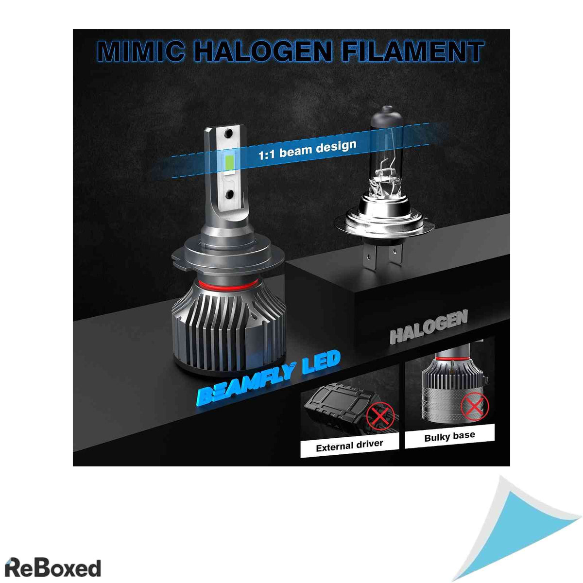 Set becuri LED auto H7 BEAMFLY, 130W, 28000LM, lumina alba 6000K