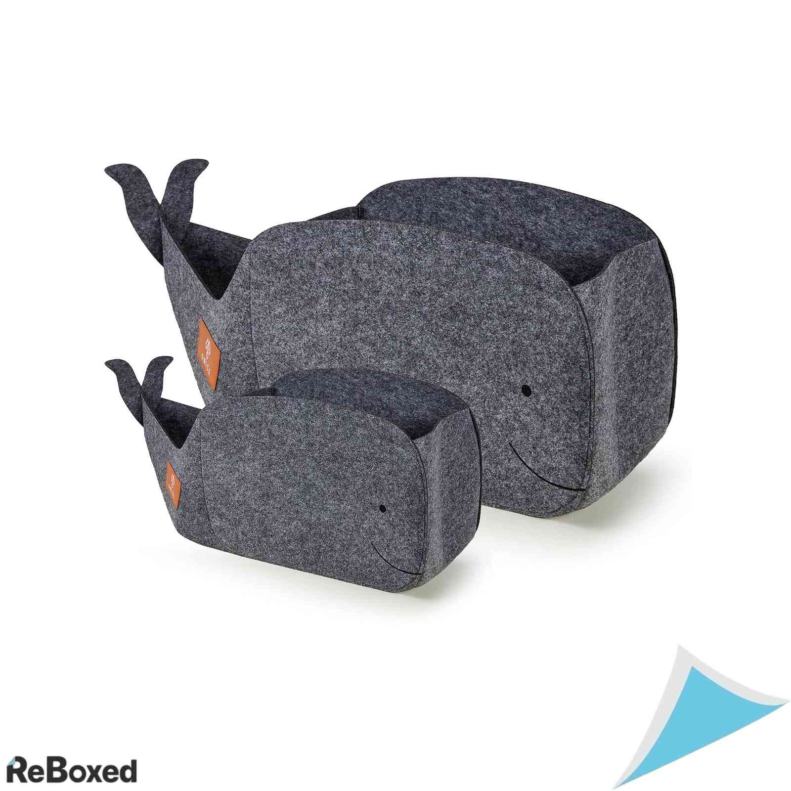 Set 2 Cuti Depozitare Jucarii din Fetru 7L si 15L Model Balena Compatibil Raft Kallax Pliabile