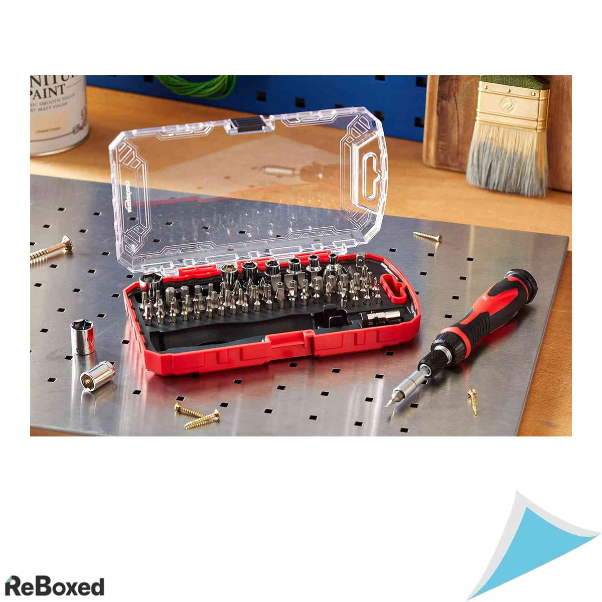 Set de scule 73 piese Amazon Basics, surubelnita cu clichet si biti de precizie pentru electronice, chei tubulare