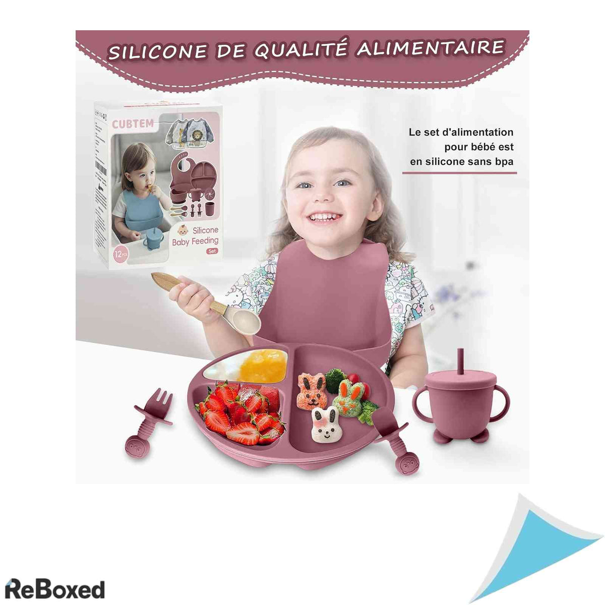 Set Diversificare Bebelusi 12 Piese din Silicon Fara BPA Farfurie si Bol cu Ventuza Bavete si Tacamuri