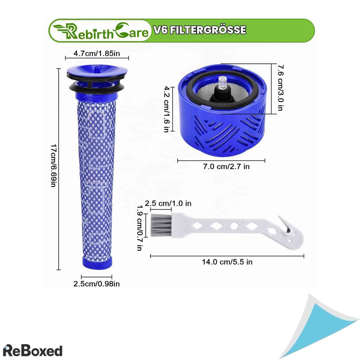 Set 2 Filtre Pre-Motor si 2 Filtre Post-Motor HEPA Rebirthcare pentru Dyson V6 DC59 DC62 cu Perie Curatare