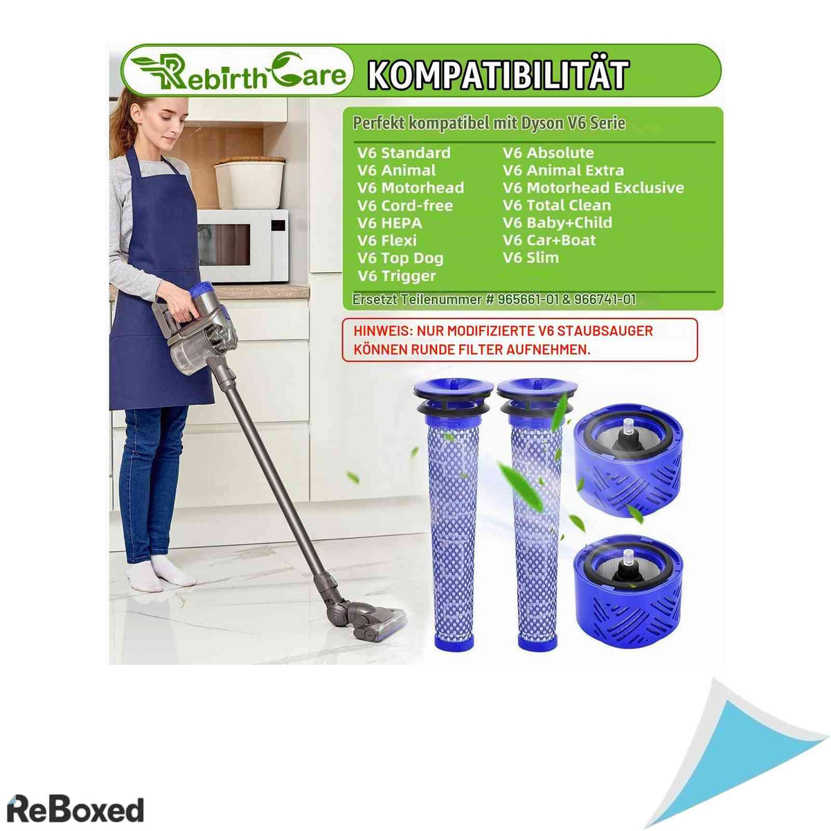 Set 2 Filtre Pre-Motor si 2 Filtre Post-Motor HEPA Rebirthcare pentru Dyson V6 DC59 DC62 cu Perie Curatare