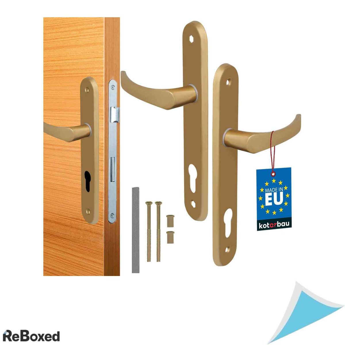 Set Manere Usa KOTARBAU 90mm pentru Cilindru Profilat, Aluminiu, Utilizare Stanga/Dreapta, Auriu