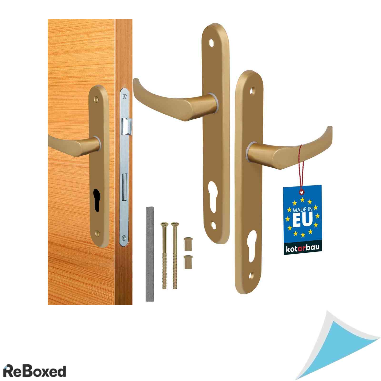 Set Manere Usa KOTARBAU 90mm pentru Cilindru Profilat, Aluminiu, Utilizare Stanga/Dreapta, Auriu