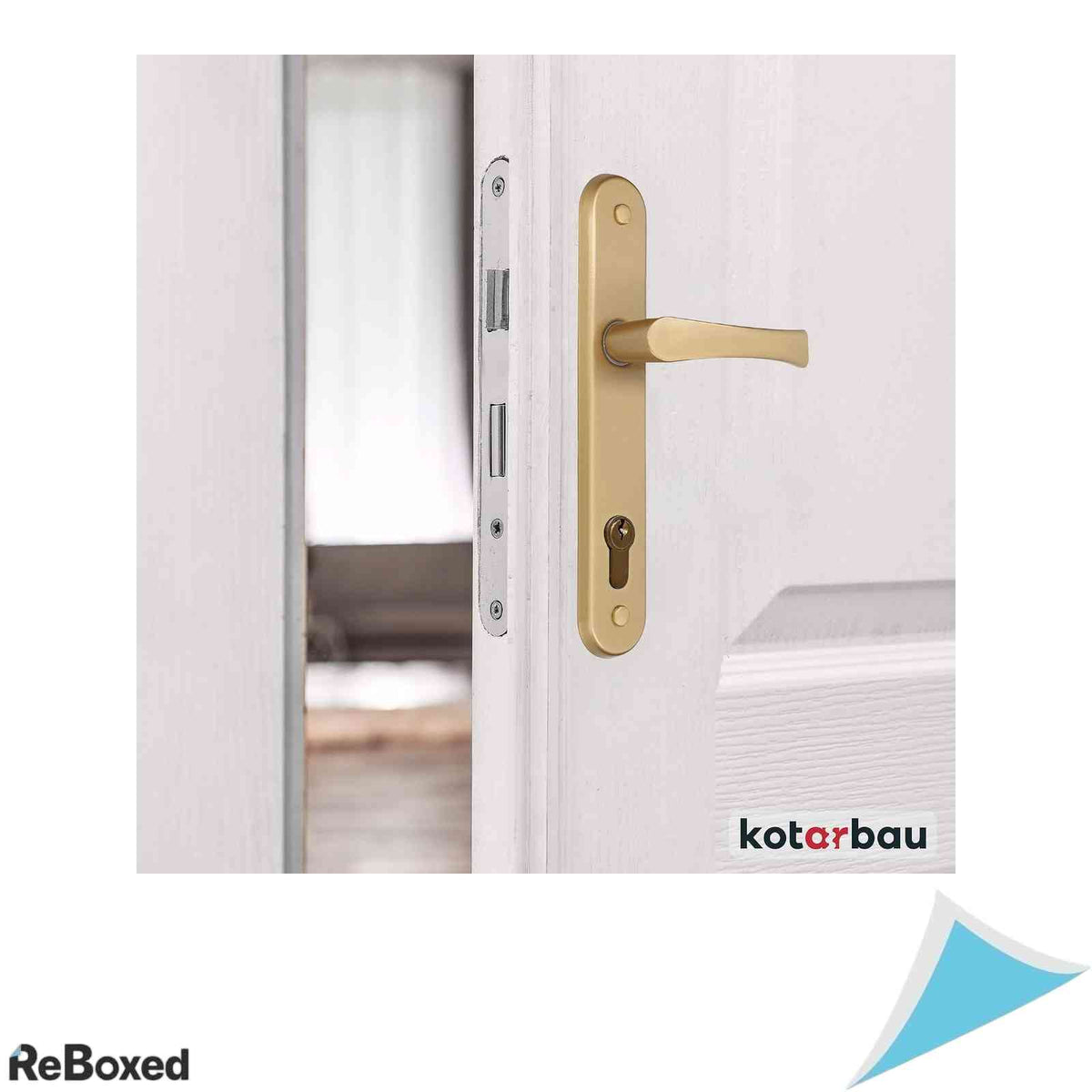 Set Manere Usa KOTARBAU 90mm pentru Cilindru Profilat, Aluminiu, Utilizare Stanga/Dreapta, Auriu