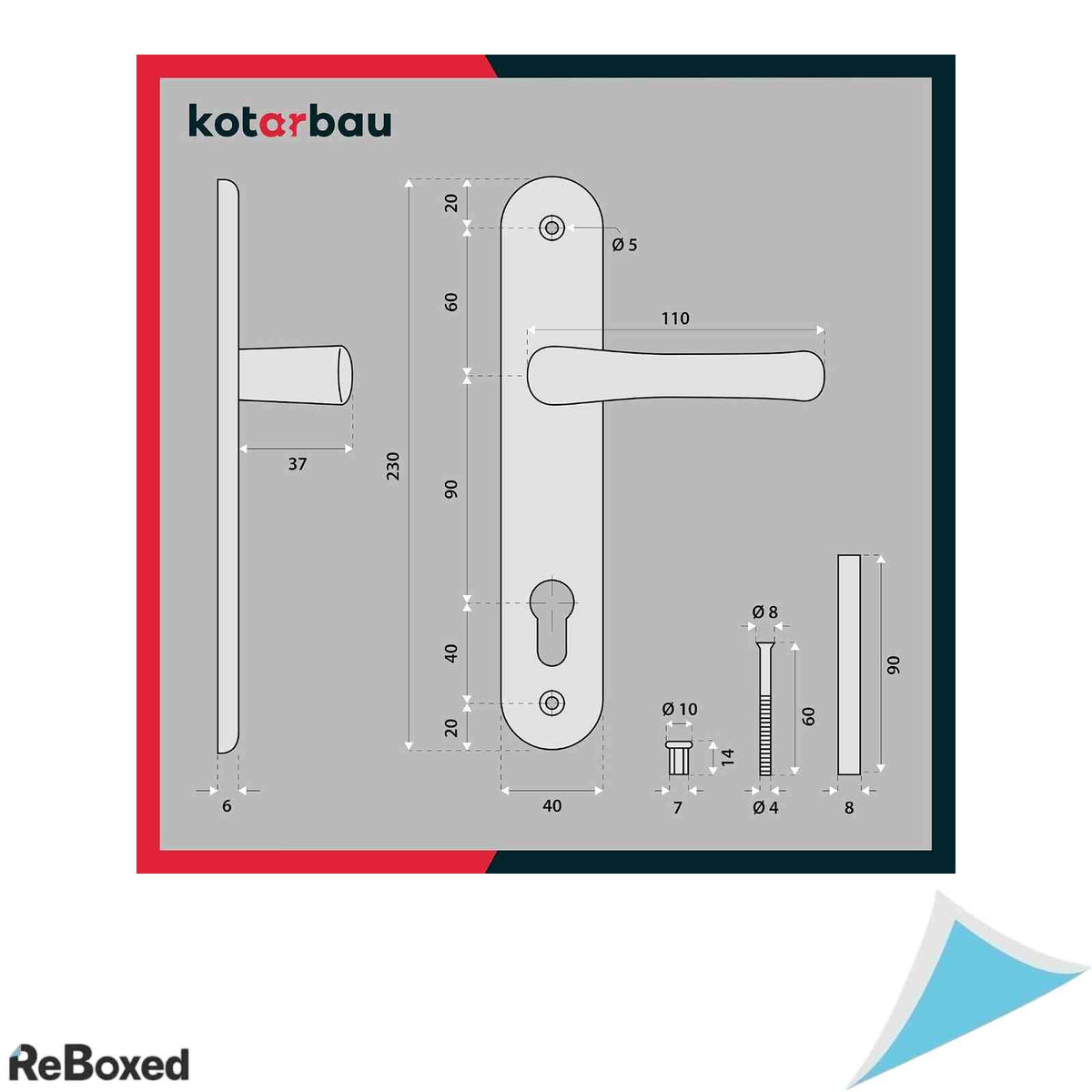Set Manere Usa KOTARBAU 90mm pentru Cilindru Profilat, Aluminiu, Utilizare Stanga/Dreapta, Auriu