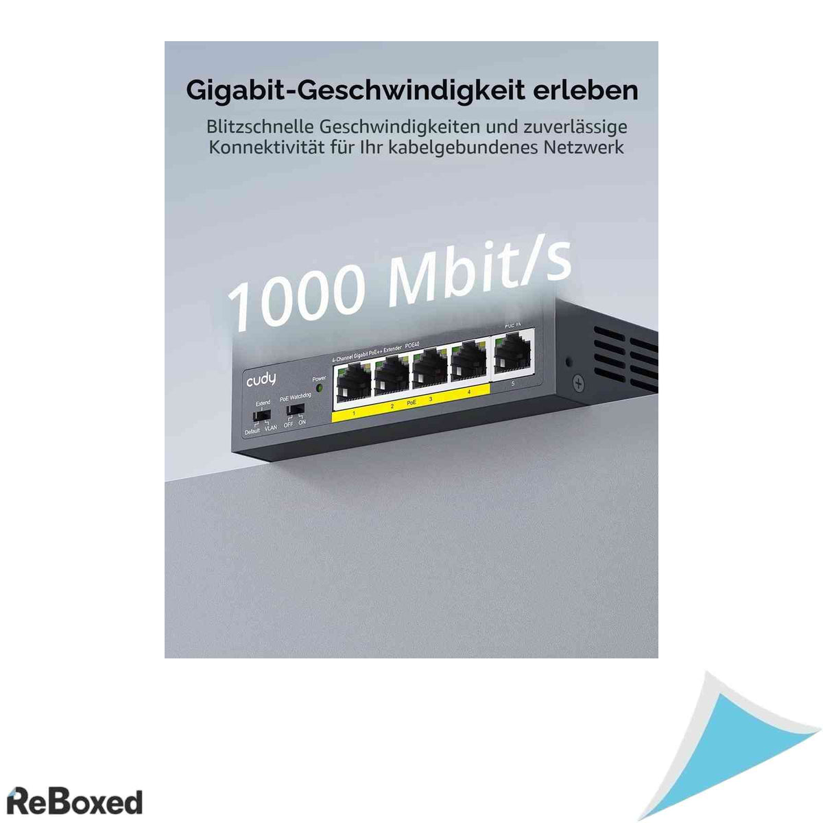 Extender PoE Gigabit 4 Canale Cudy POE40 802.3bt 4x30W 250m cu VLAN si Watchdog