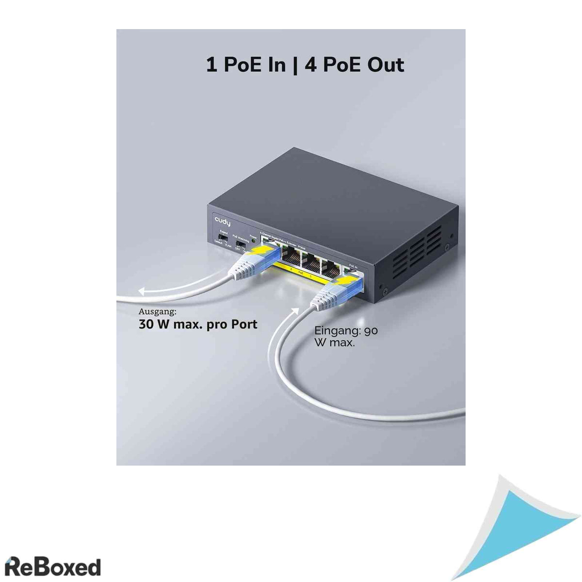 Extender PoE Gigabit 4 Canale Cudy POE40 802.3bt 4x30W 250m cu VLAN si Watchdog