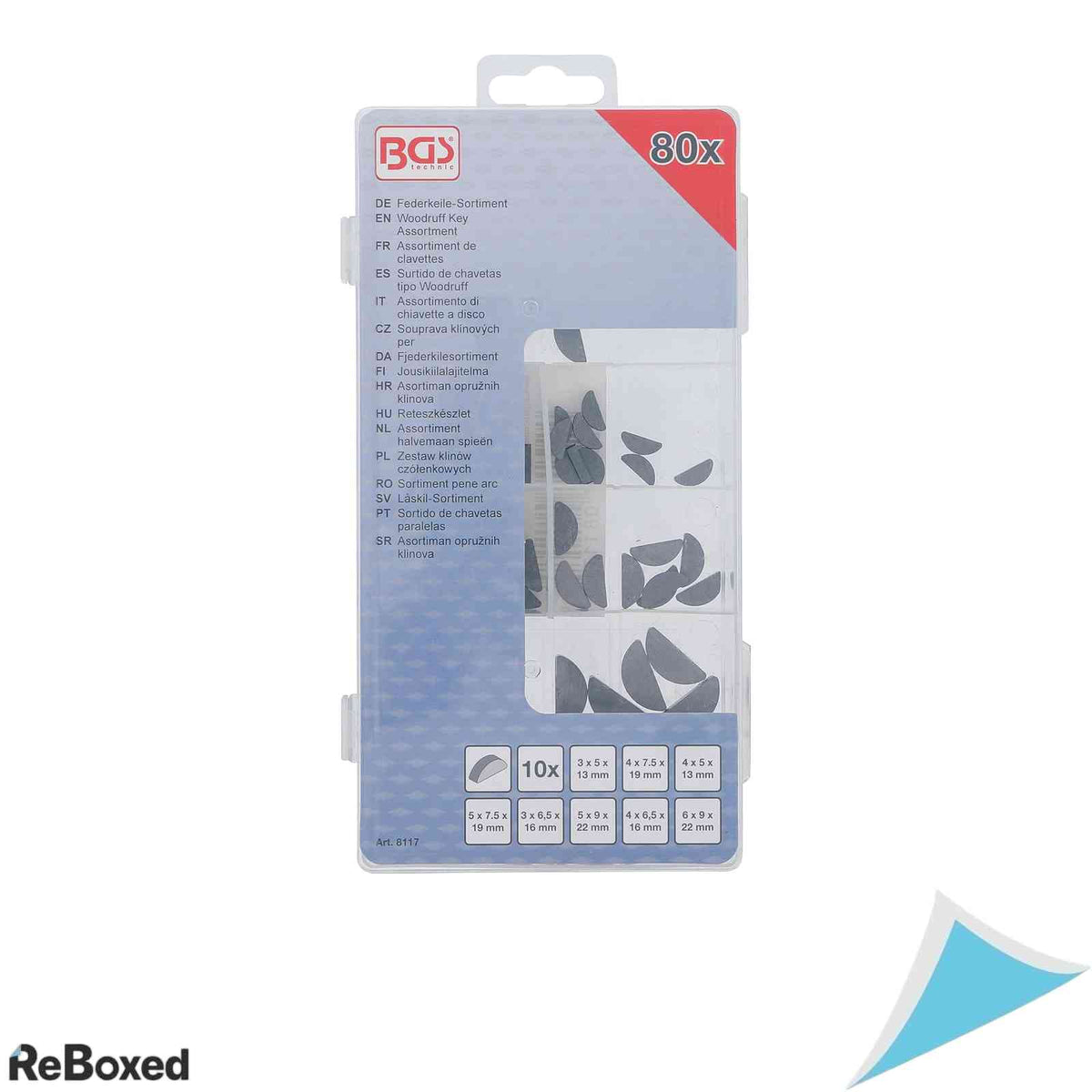 Set pane de semicerc Woodruff BGS 8117, 80 piese, otel carbon S45