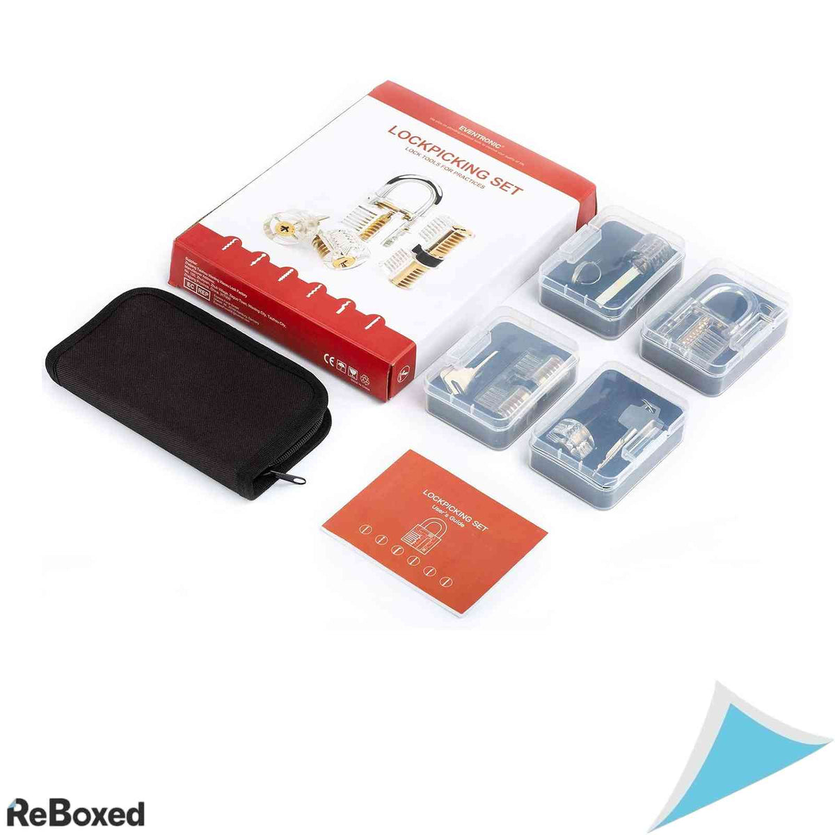Set Complet de Pick-uri pentru Incuietori, 18 Piese, cu 4 Lacate Transparente de Antrenament