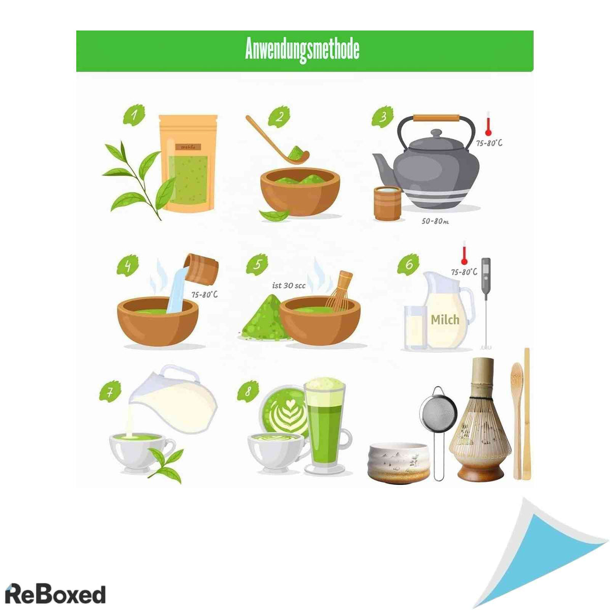 Set Preparare Ceai Matcha 6 Piese Bol Ceramic 510ml Pamatuat din Bambus Chasen Suport Pamatuat Sita Pulbere Lingurita si Suport Lingurita Cadou