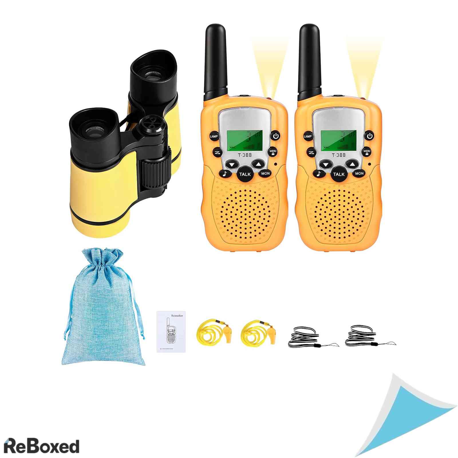 Set Telscoape si Statii Radio pentru Copii Joyoldelf, 2 Walkie Talkie PMR446, Binoclu, Fluier, Geanta Transport