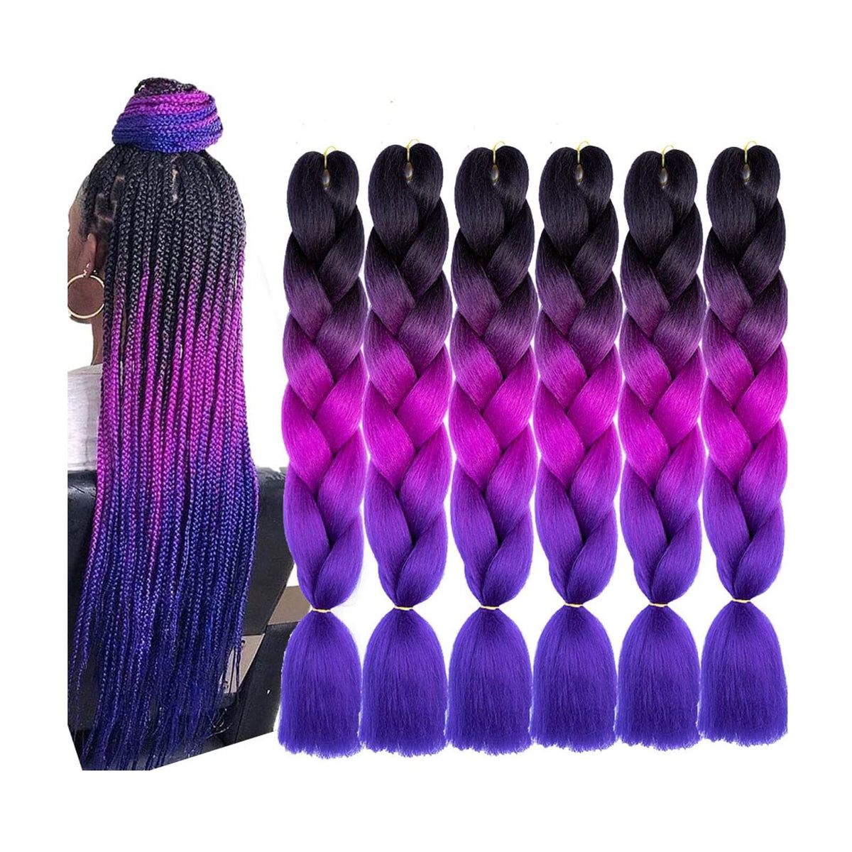 Shangxiu Pachet 6buc Extensii de Par Sintetice 3 Tonuri de Culoare 60cm 100g/buc