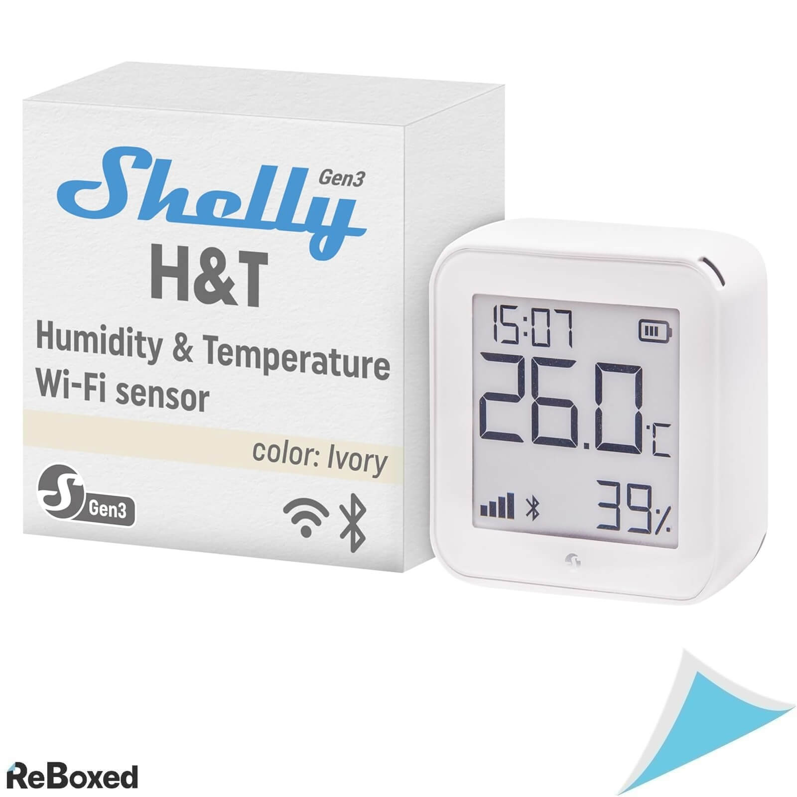 Shelly H&T Gen3 Ivory Senzor pentru Temperatura si Umiditate WiFi