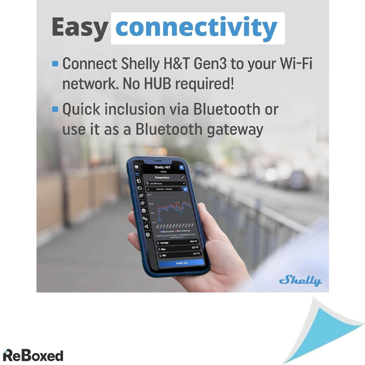 Shelly H&amp;T Gen3 Ivory Senzor pentru Temperatura si Umiditate WiFi