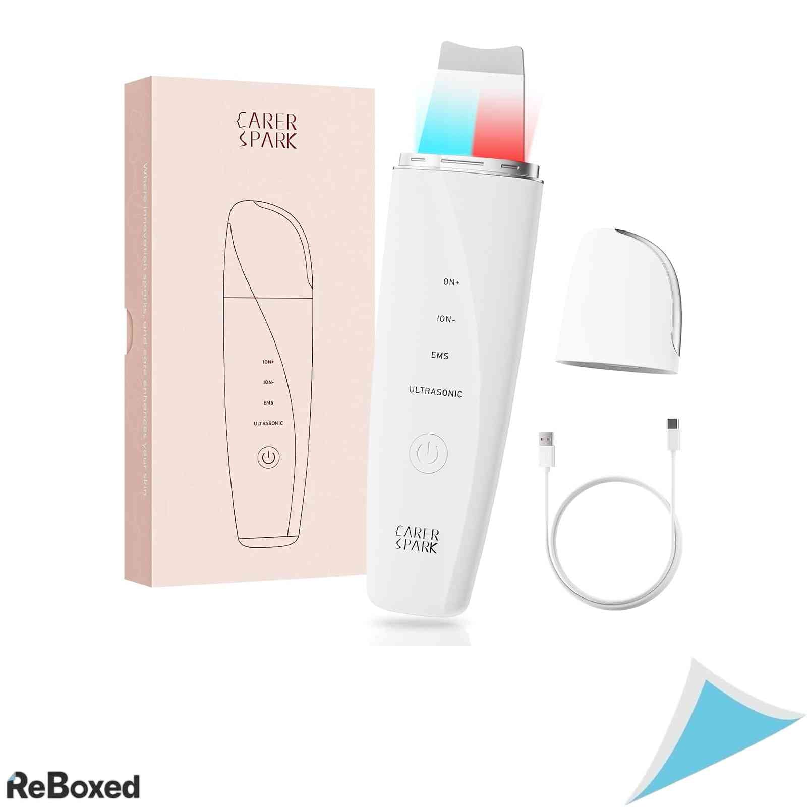 Spatula Ultrasunete Curatare Faciala Carer Spark Scrubber Pori Terapie Lumina Rosie si Albastra Microcurent EMS Incarcare USB