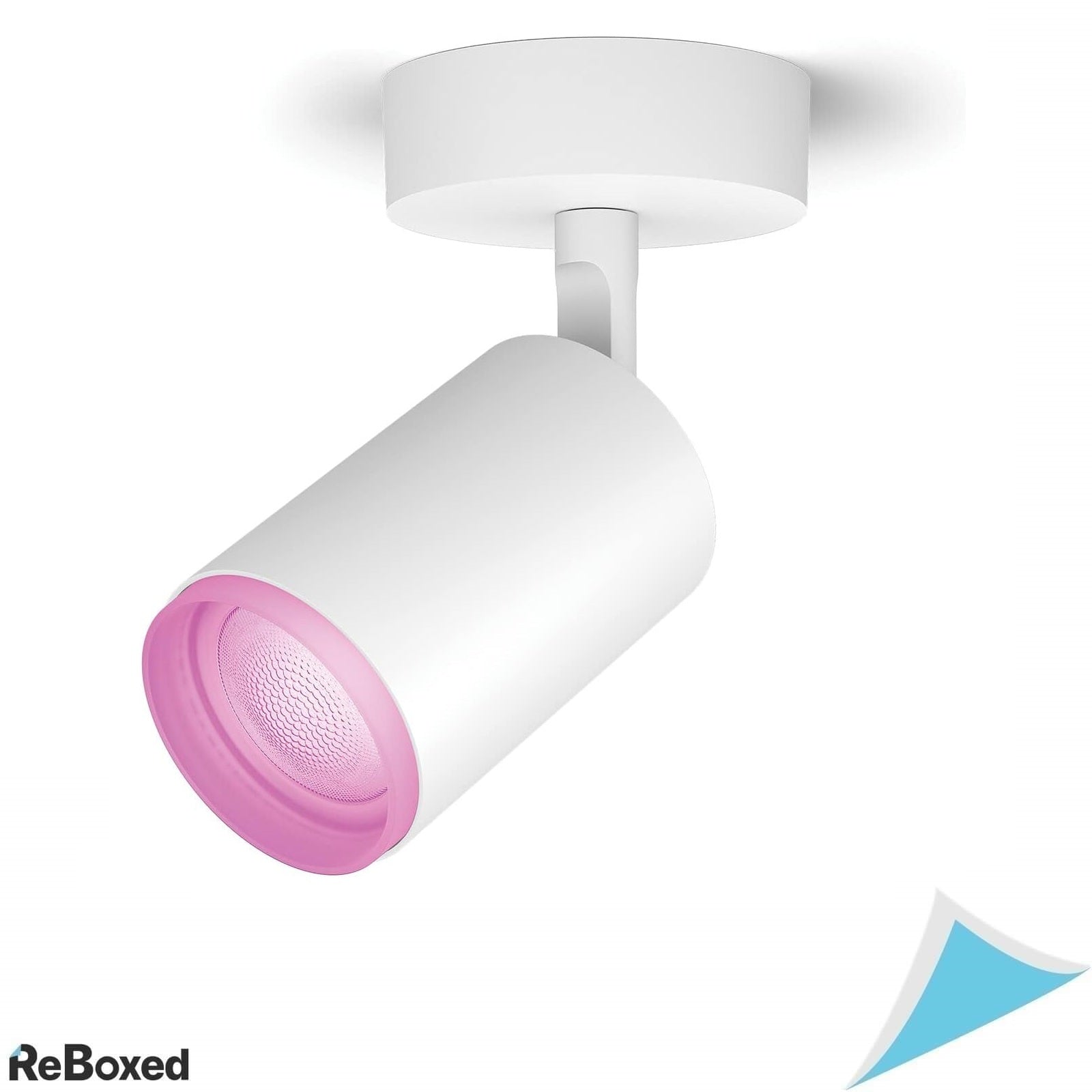 Spot LED inteligent Philips Hue Fugato –  Bluetooth, Alexa, Google Assistant, Apple HomeKit – alb, montaj tavan (GU10)