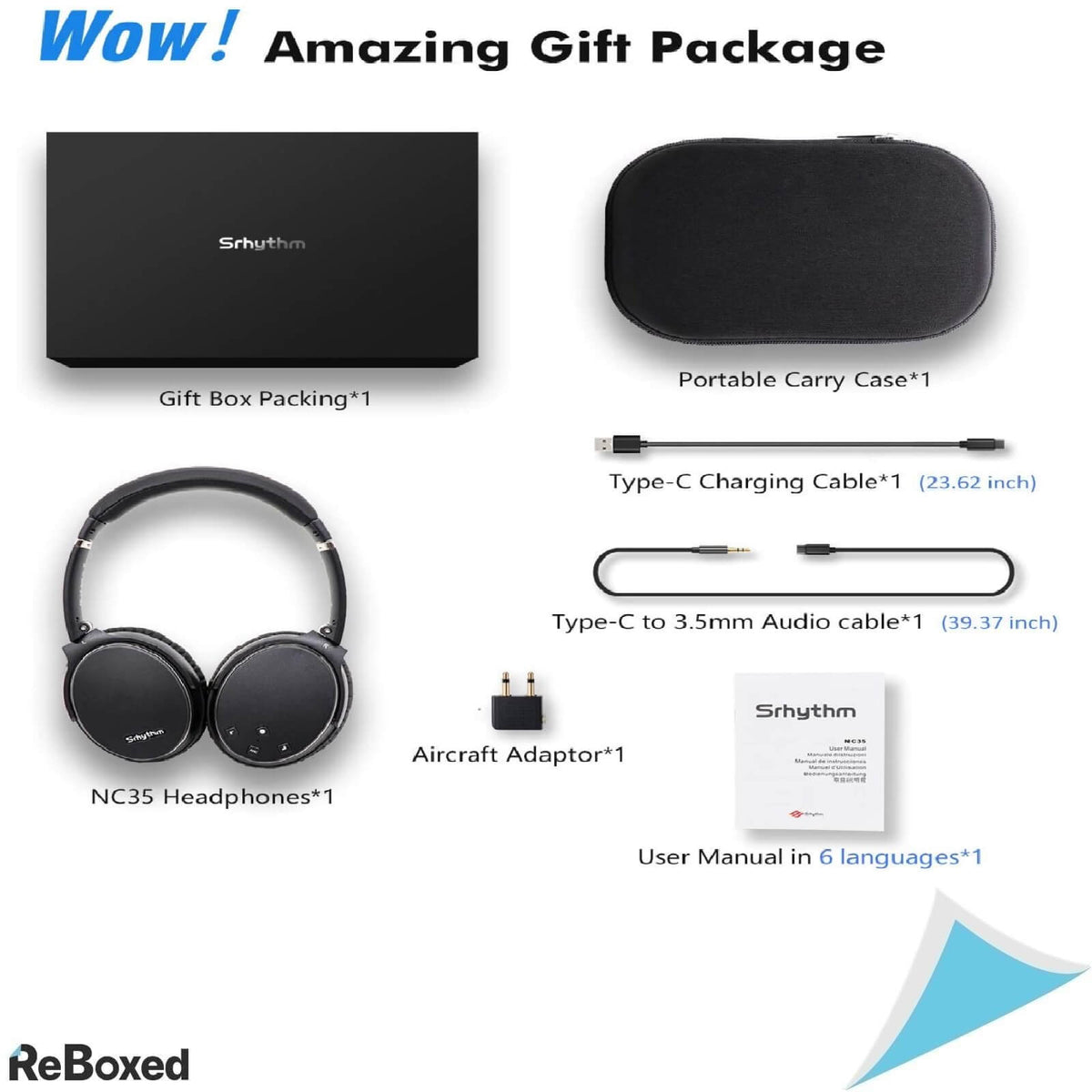 Srhtyhm NC35 Casti Audio Over-Ear ANC Mega Bass IPX4