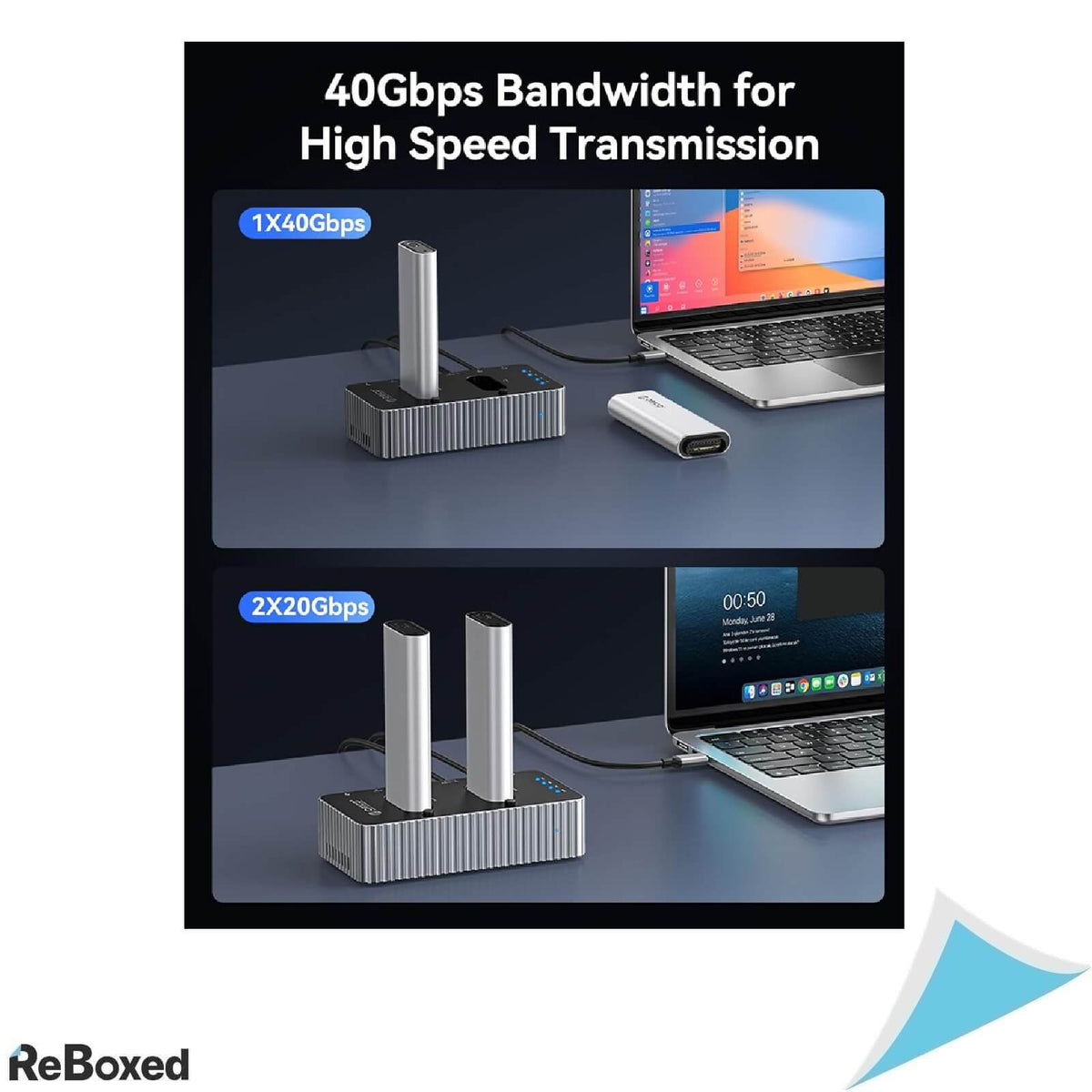 Docking Station ORICO IT28N pentru 2 SSD M.2 NVMe, USB4 40Gbps, Clonare Offline, Compatibil Thunderbolt 4, pana la 16TB