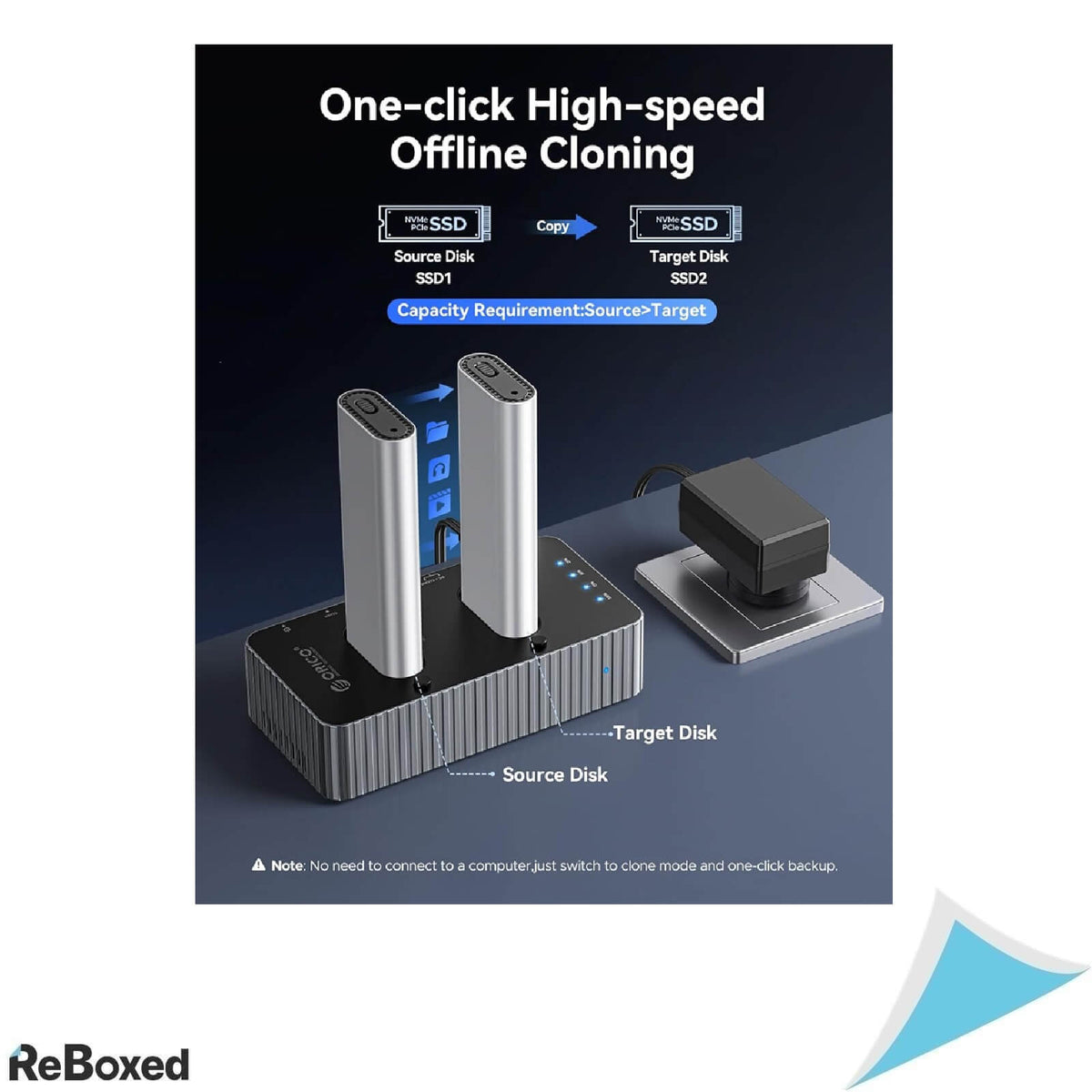 Docking Station ORICO IT28N pentru 2 SSD M.2 NVMe, USB4 40Gbps, Clonare Offline, Compatibil Thunderbolt 4, pana la 16TB