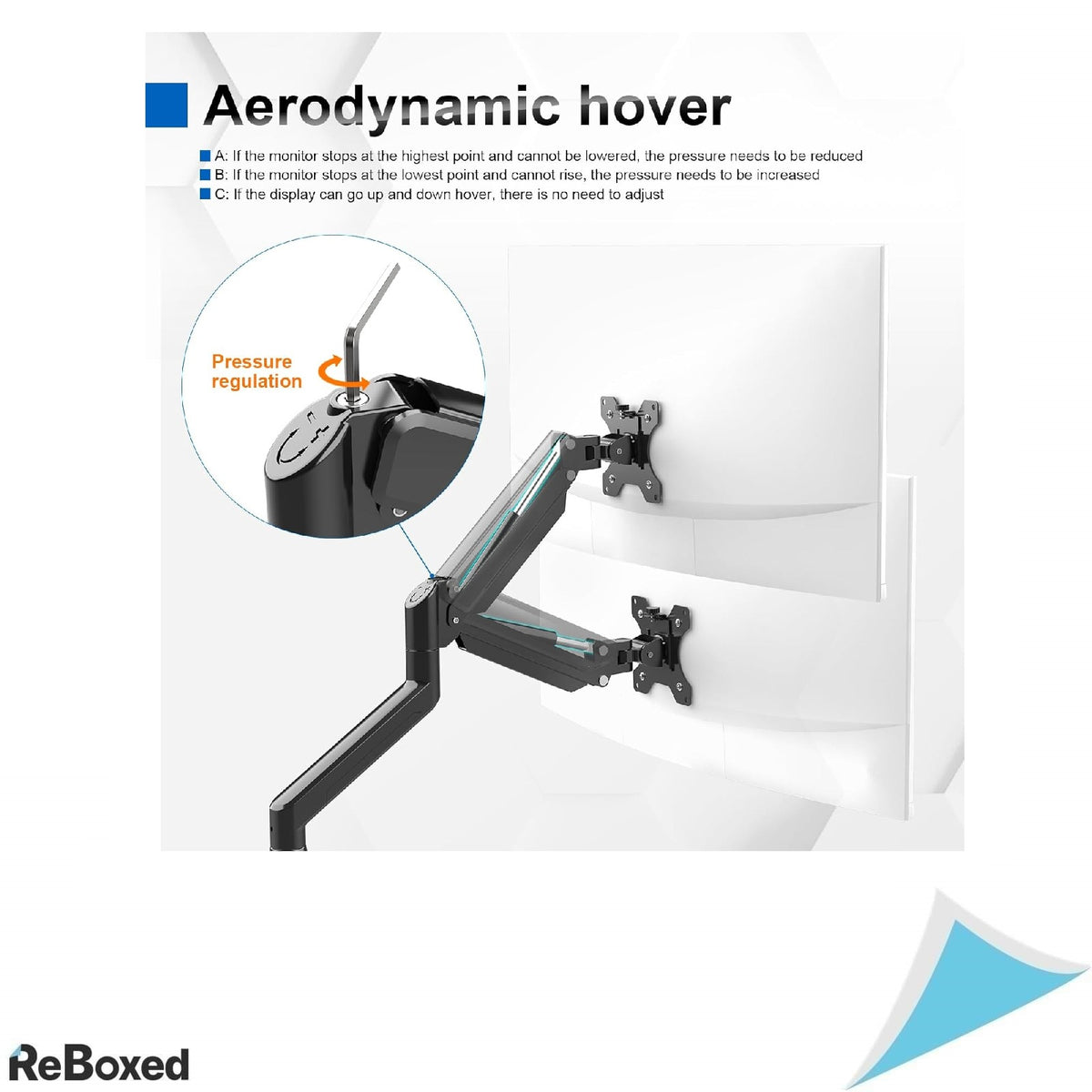 Suport de Birou cu Brat Reglabil pentru Monitor (13&quot; - 32&quot;), Sistem cu Arc cu Gaz, Negru