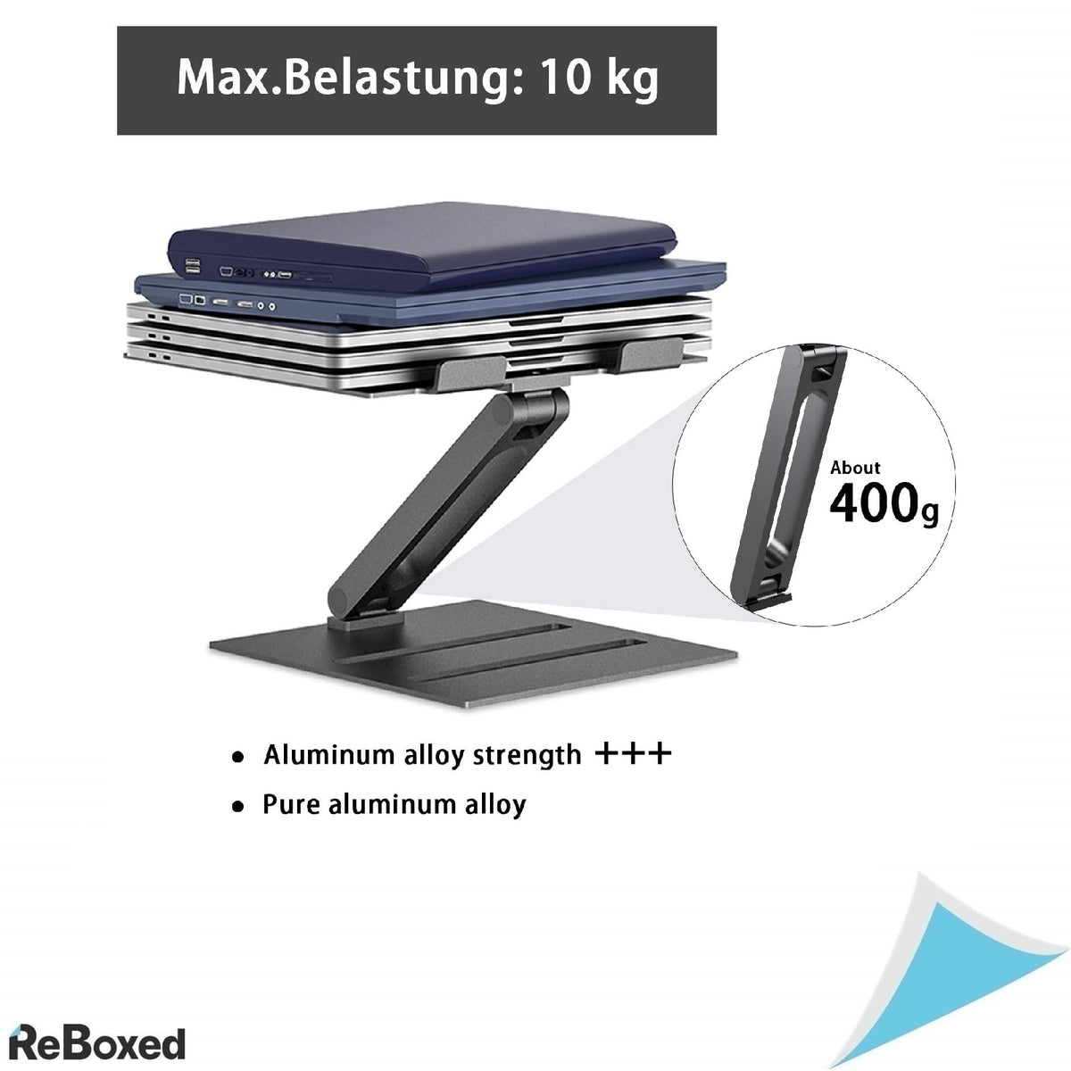 Suport Laptop Reglabil pe Înălțime MiiKARE, Pliabil, Ergonomic, din Aluminiu, pentru Laptopuri până la 17”