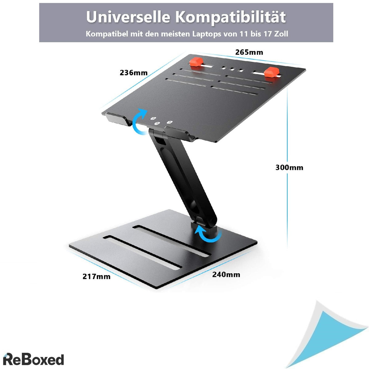 Suport Laptop Reglabil pe Înălțime MiiKARE, Pliabil, Ergonomic, din Aluminiu, pentru Laptopuri până la 17”