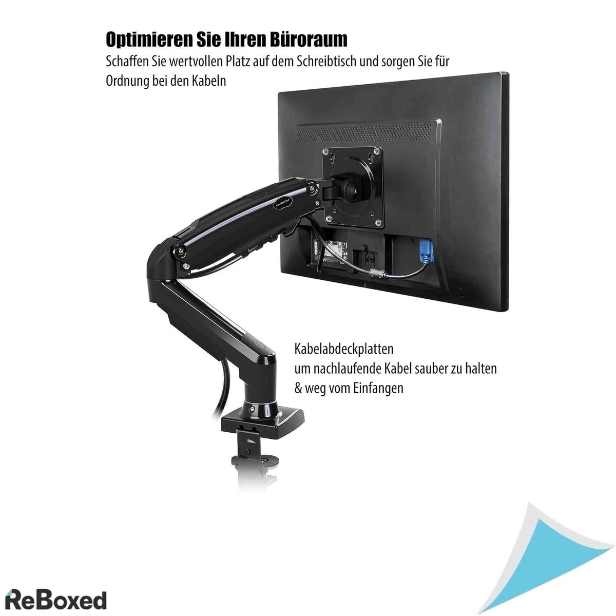 Suport Monitor Birou Invision MX150 pentru Ecrane 17-27 Inci Brat cu Pistonas pe Gaz Rotativ 360 Grade VESA 75x75 100x100 Sustine 2-6.5 kg Negru