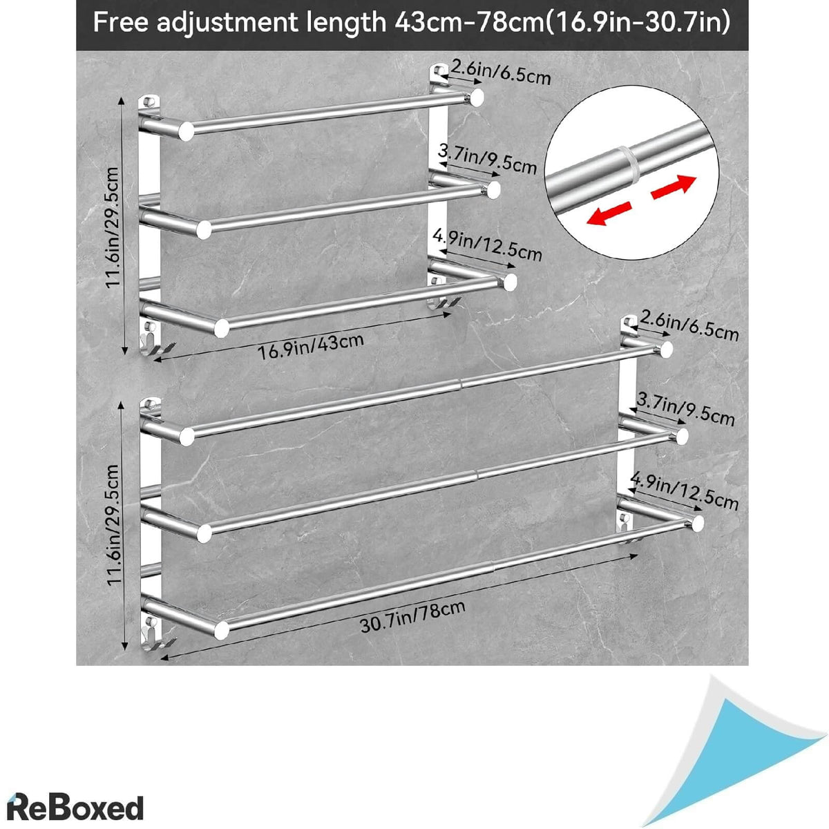 Boyorc Suport pentru Prosoape Extensibil 43-78 cm