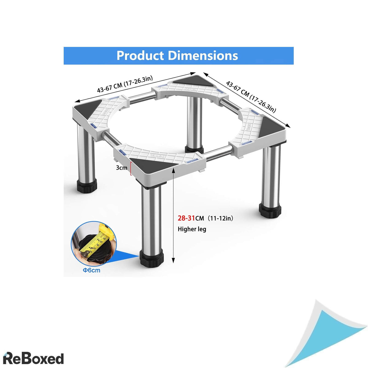 Suport Reglabil pentru Frigider, Congelator si Masina de Spalat Vase DEWEL, Inaltime 28-31 cm, Capacitate 300 kg, Alb