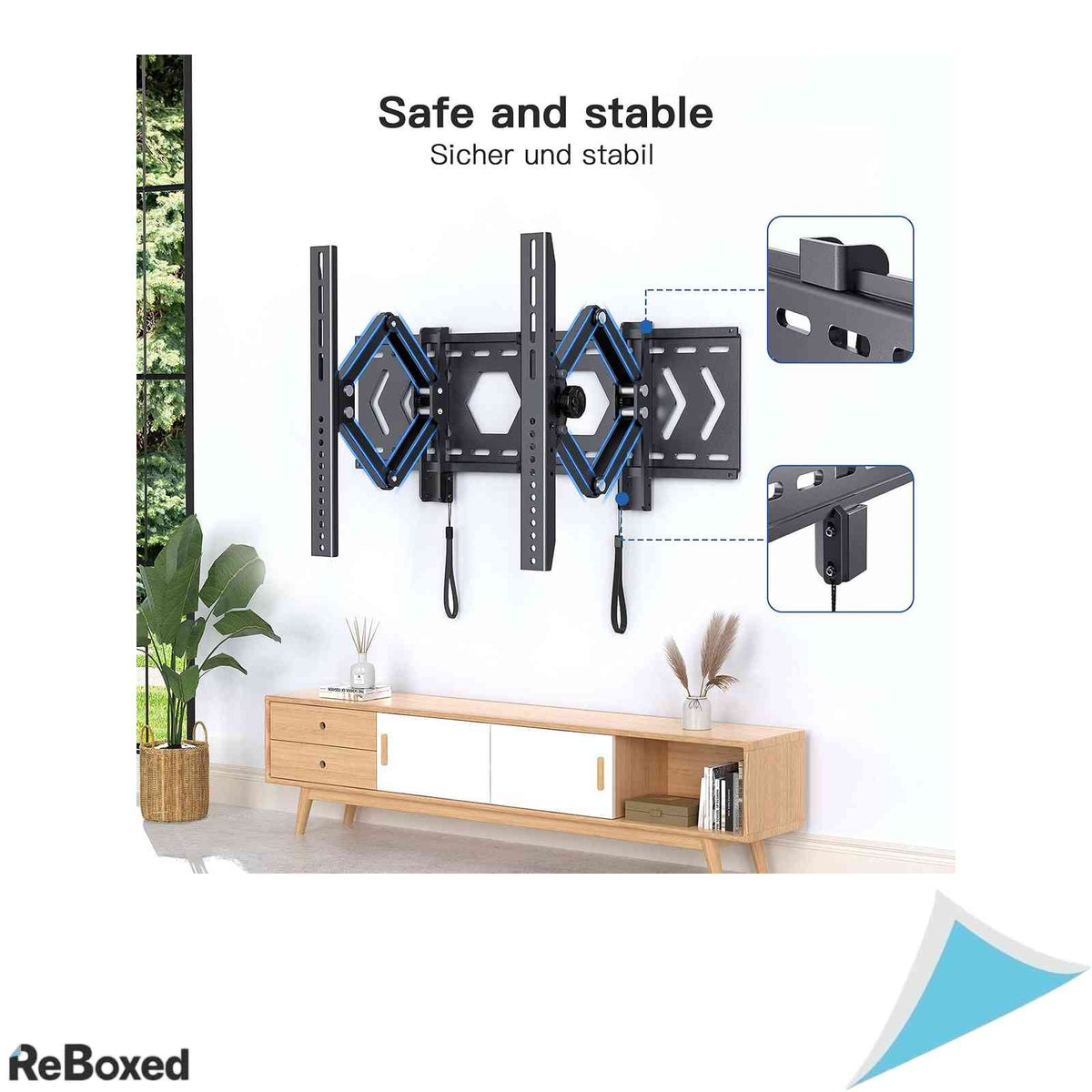 Suport TV de Perete Reglabil Letsergo pentru Diagonale 32-70 Inchi Inclinabil si Extensibil Inaltime Reglabila Sustine 45 kg VESA 100x100 - 600x400 mm Negru